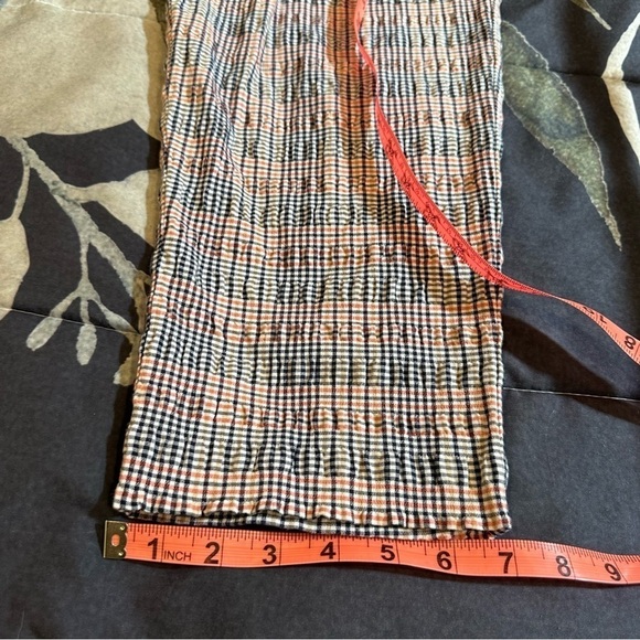 Anthropologie seersucker high waisted cropped ankle pants belted waist plaid - Picture 9 of 16